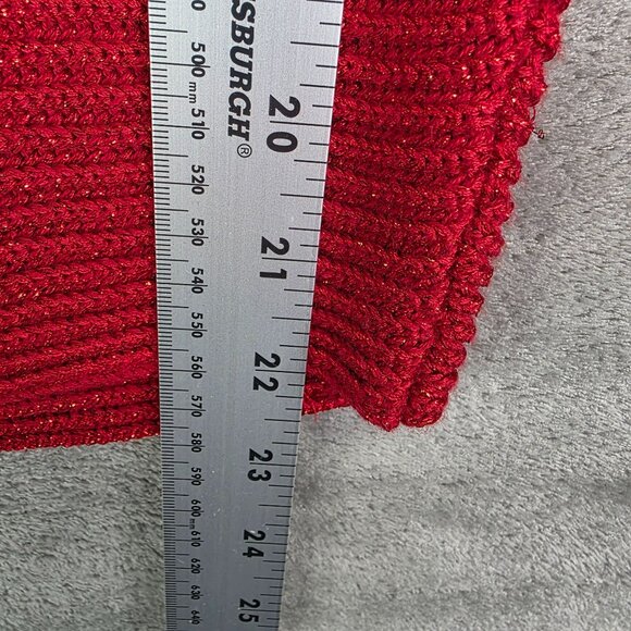 Womens Lauren Ralph Lauren Red Metallic Ribbed Knit Sweater Long Sleeve Size M - Picture 7 of 8